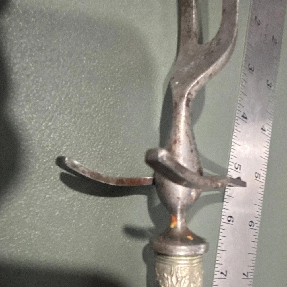 Antique Stag Horn Handle Meat Carving Fork Vintage Victorian Steel 11